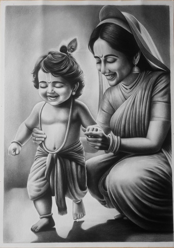 Shri Krishna With Maa Yashodha